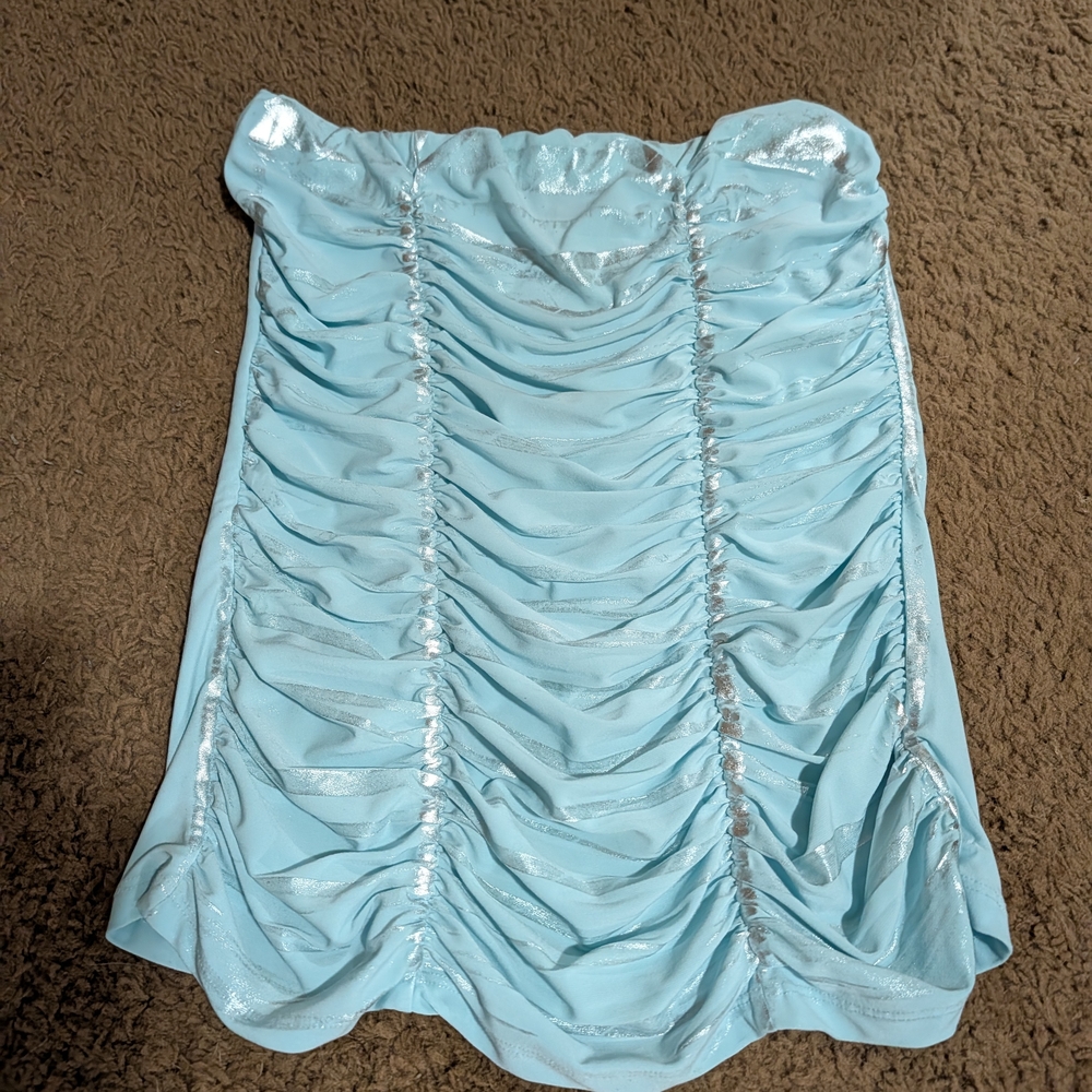 Vanity Sky Blue Gathered Tube Top